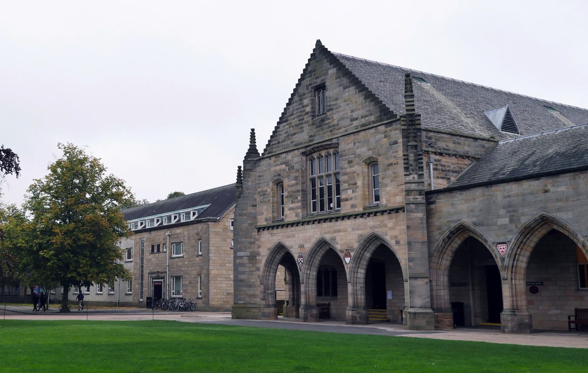 Elphinstone Hall and its arcade at King's College, University of Aberdeen
